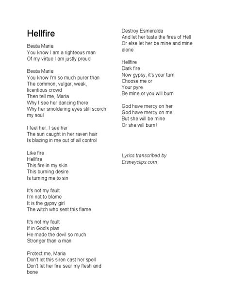 hellfire lyrics